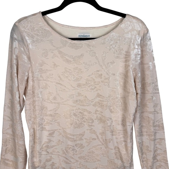 Sundance Top Blouse Womens Medium Floral Burnout Velvet Ivory Lined Whimsigoth - Picture 4 of 12